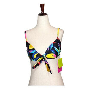 Tabitha Brown for Target Womens Lemon Print Tie Front Bikini Top Size XS NEW